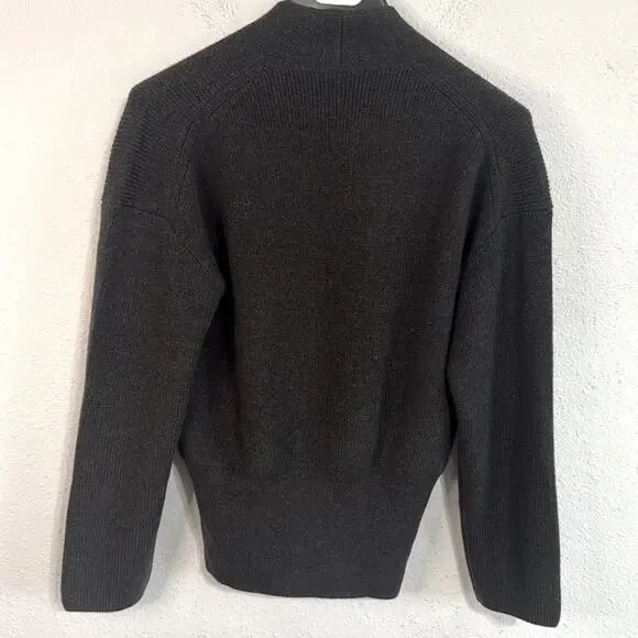 NWOT Babaton Women Heather Charcoal Atticus Merino Wool V-Neck Sweater Sz Small - Picture 8 of 11